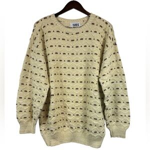 Vintage Trader Bay 501 Made in the USA Grandpa Textured Sweater in Cream Size M
